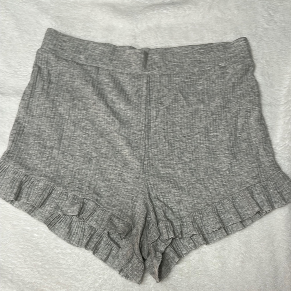 Aerie Gray High Waist Ruffle Hem Shorts